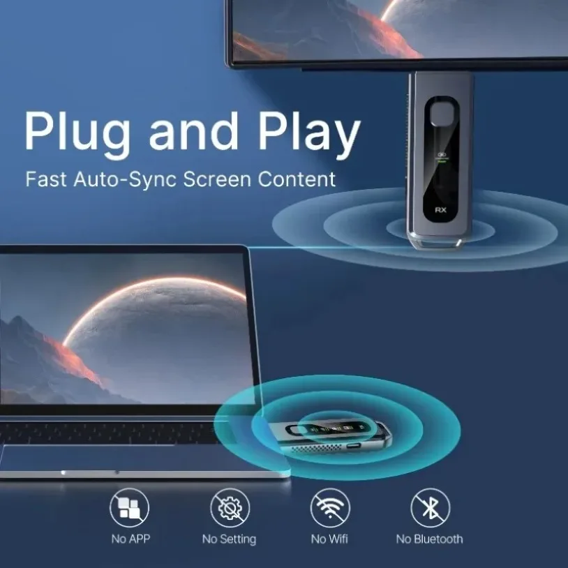 Transmisor y receptor de vídeo inalámbrico Compatible con HDMI, adaptador inalámbrico de puerto tipo C para HDTV/proyector/portátil, 50M, 5G, 1080P - imagen 4