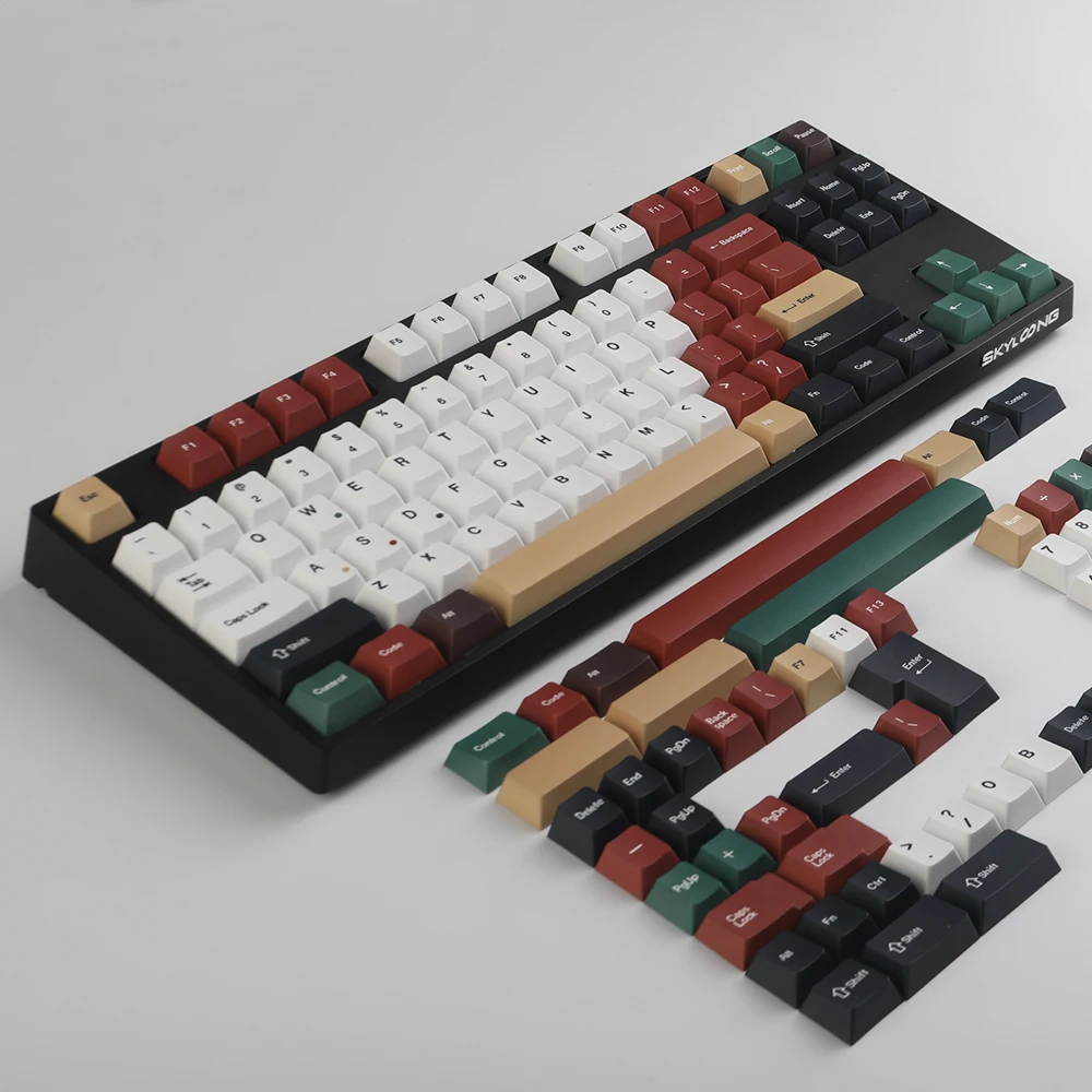 Teclas de luces mixtas Retro de 145 teclas, perfil de cereza, teclas de sublimación de tinte PBT para teclado MX Wooting GH60 GMK67 87 tkl 104 bm60 - imagen 4