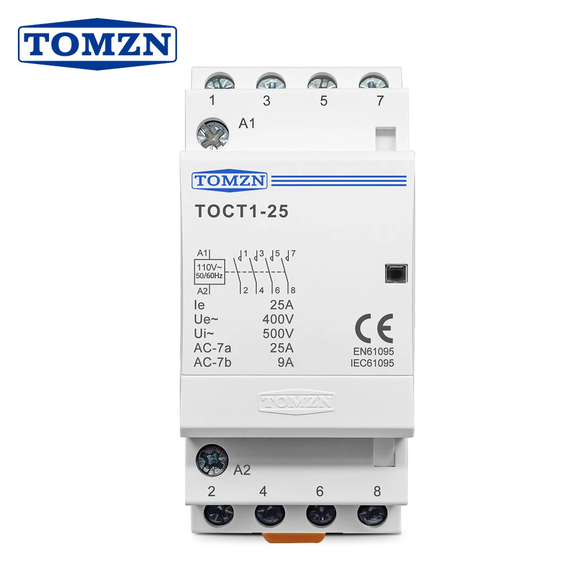TOCT1 4P 25A 110V BOBINA 50/60Hz Contactor Modular de CA para el hogar con carril Din Contactores 4NO o 2NO 2NC