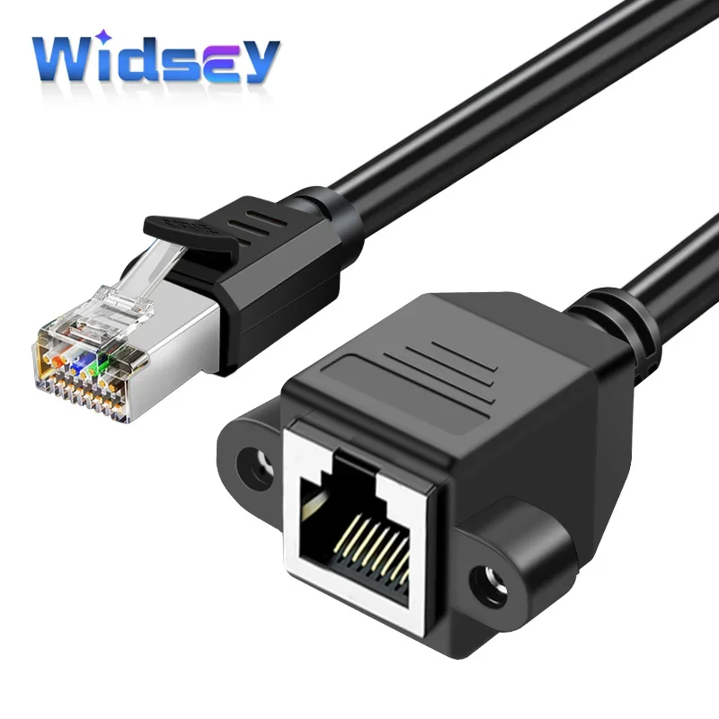 Cable de extensión de red RJ45 Cat6A macho a hembra con orejas conector de red blindado Gigabit Cable blindado de cabeza hembra Cat6A