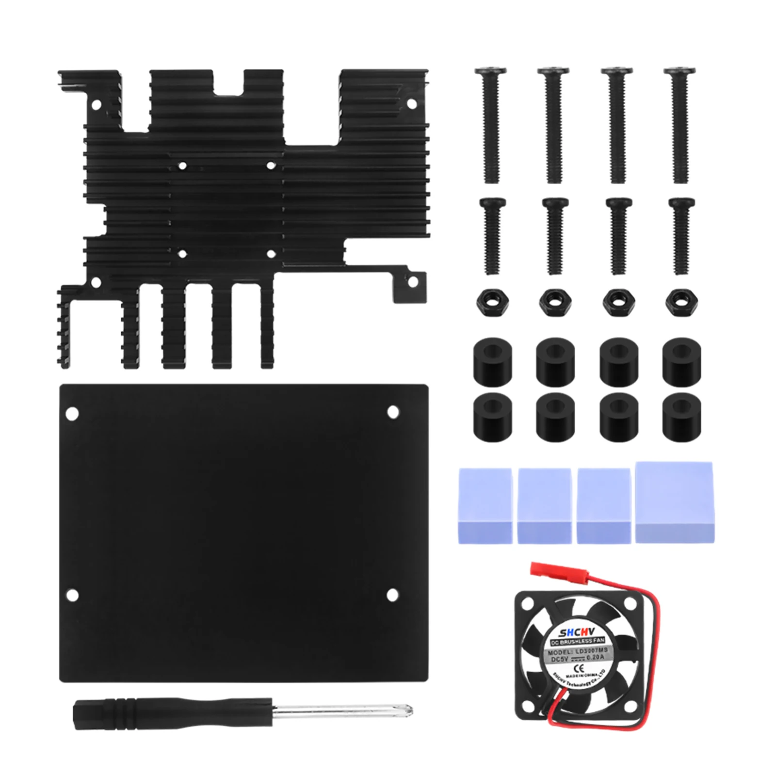 Caja de aluminio para Orange Pi 5 Plus, carcasa de refrigeración de Metal pasiva activa con ventilador de refrigeración, disipadores de calor, carcasa de Metal, 1 ud.