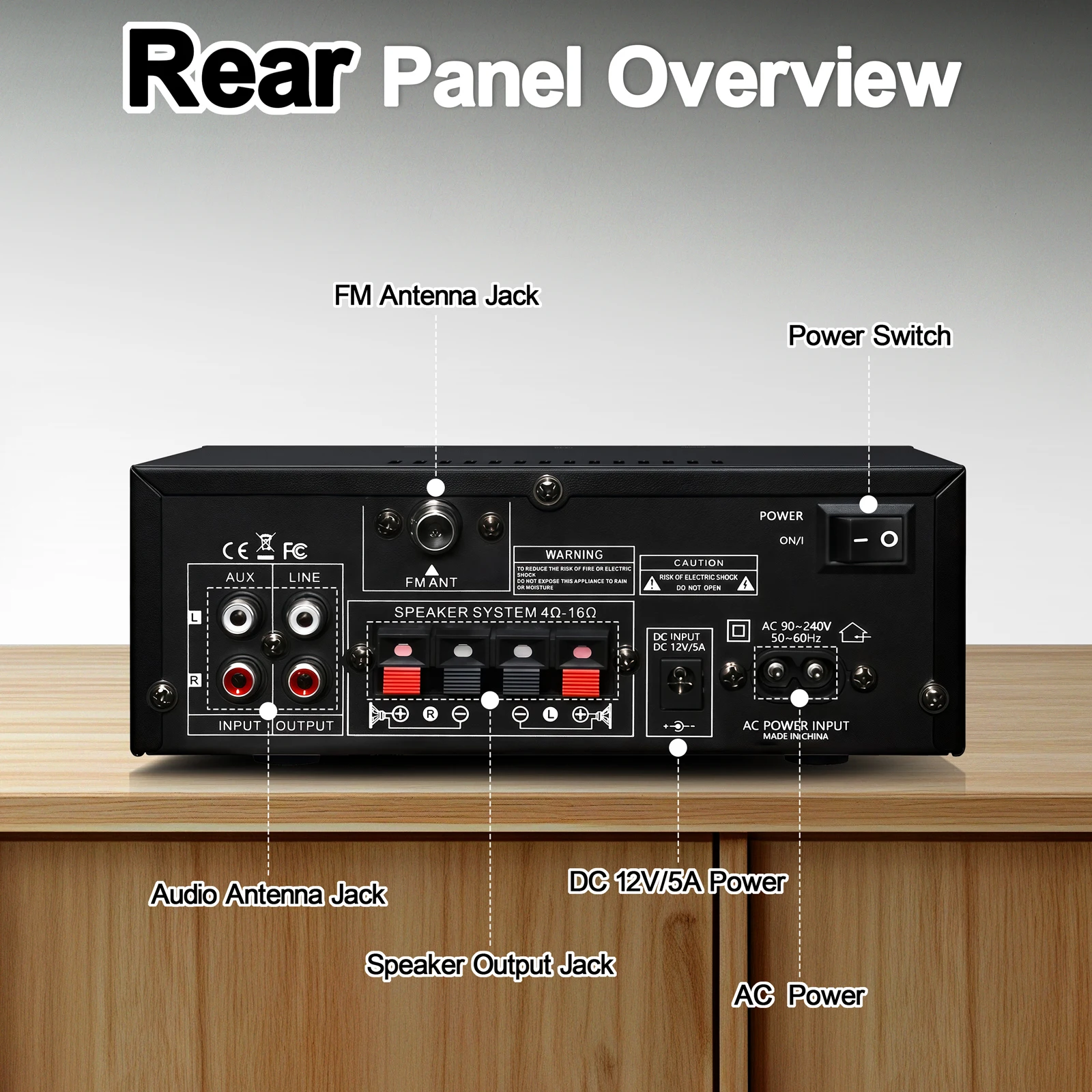Woopker amplificador de Audio AK50 840W Bluetooth 5,3 2,0 canales HiFi amplificador de sonido estéreo Digital compatible con amplificador de coche doméstico 110V-240V - imagen 5