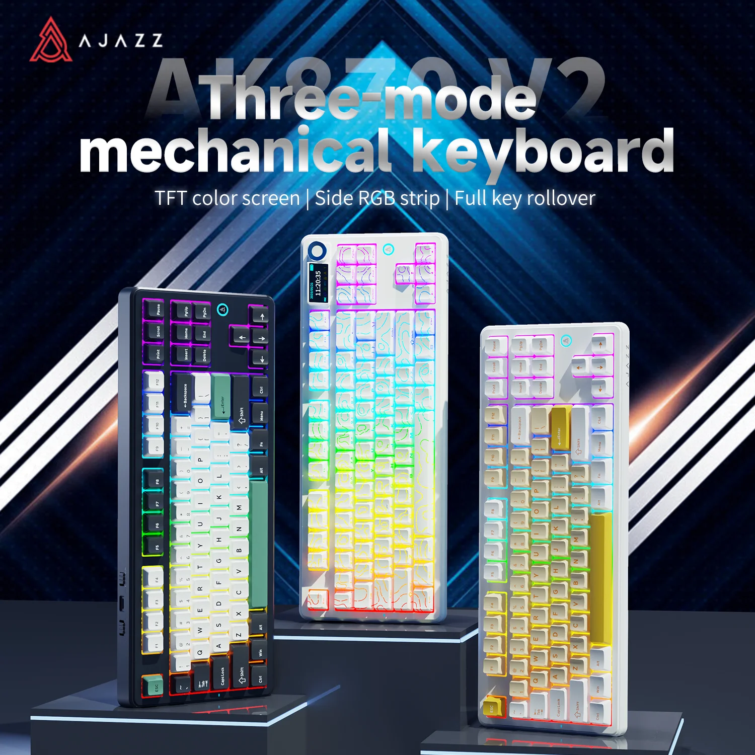 El teclado mecánico para juegos Ajazz AK870 V2 es un teclado para juegos por cable RGB asable en caliente adecuado para diversos escenarios en computadoras portátiles