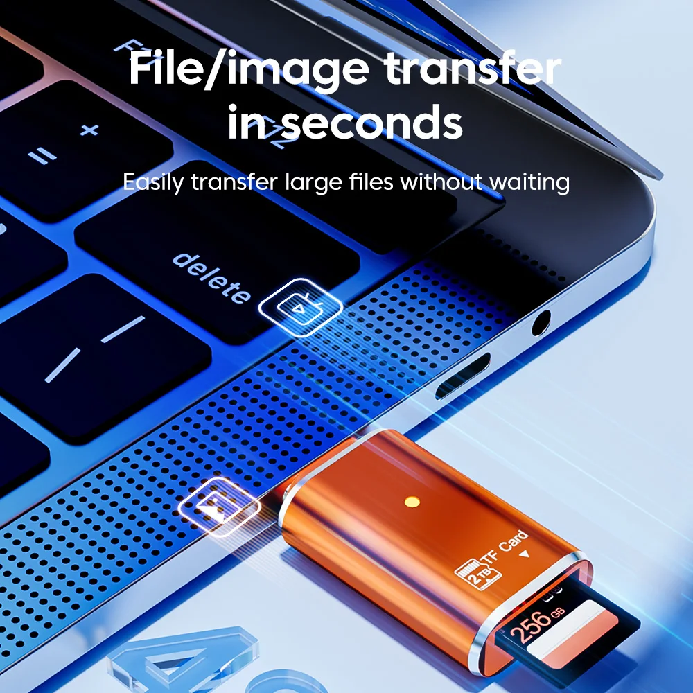 Adaptador de lector de tarjetas tipo C, lector de tarjetas Micro SD TF, adaptador de tarjeta de memoria USB-C, transmisión de datos de hasta 2TB para iPhone 15 16 Pro PC - imagen 4