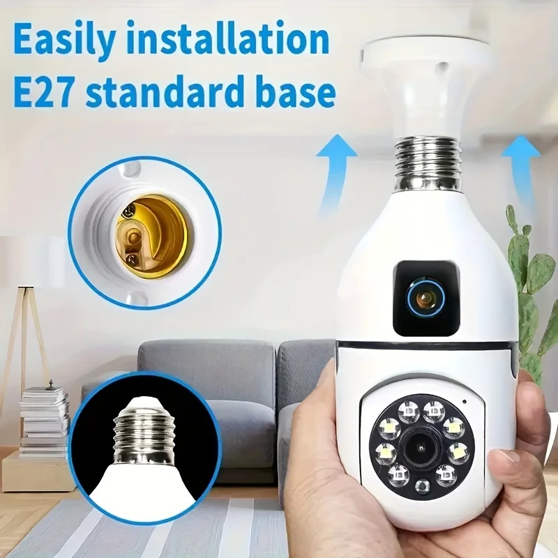 Cámara PTZ de doble lente de 6MP, bombilla E27, WIFI de 2,4 Ghz, visión nocturna inteligente para el hogar, detección humana, cámara de seguridad CCTV, Monitor por aplicación Yi iot - imagen 4