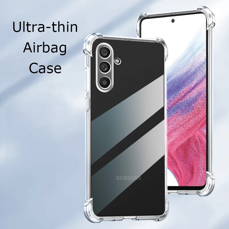 Funda de teléfono transparente con Airbag para Samsung Galaxy A04, A04S, A04E, A14, A24, A34, A54, 5G, protector de cámara, TPU suave, cristal transparente