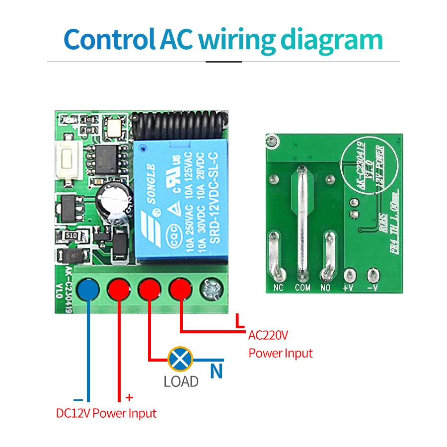433MHz DIY interruptor inalámbrico DC12V interruptor Mini módulo de relé y transmisor RF Control remoto para cortina de garaje electrodoméstico - imagen 4