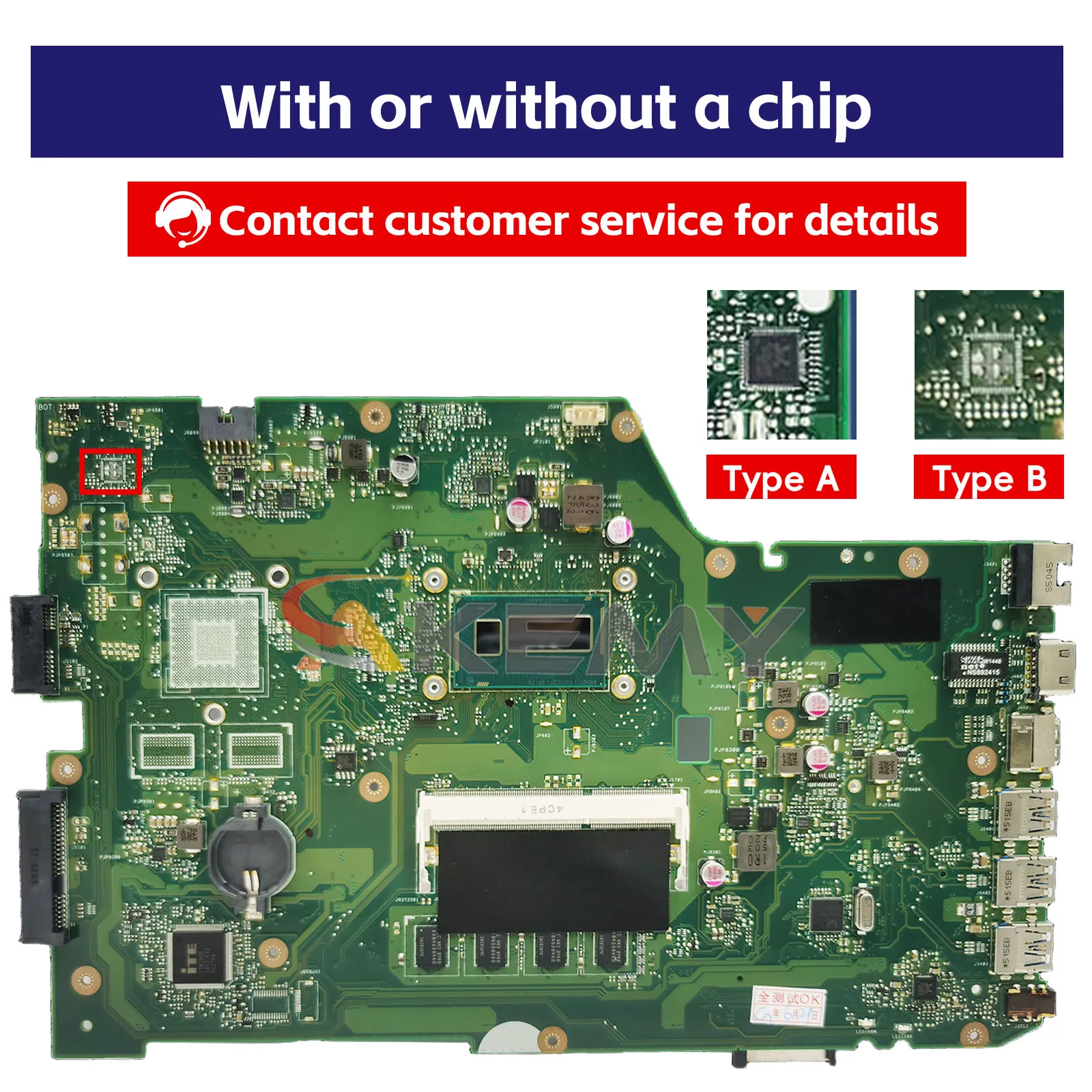 Placa base para ordenador portátil X751LA para ASUS X751L K751L A751L F751L X751LD X751LB X751LJ X751LK X751LN X751LDV placa base con CPU I3 I5 I7 - imagen 2