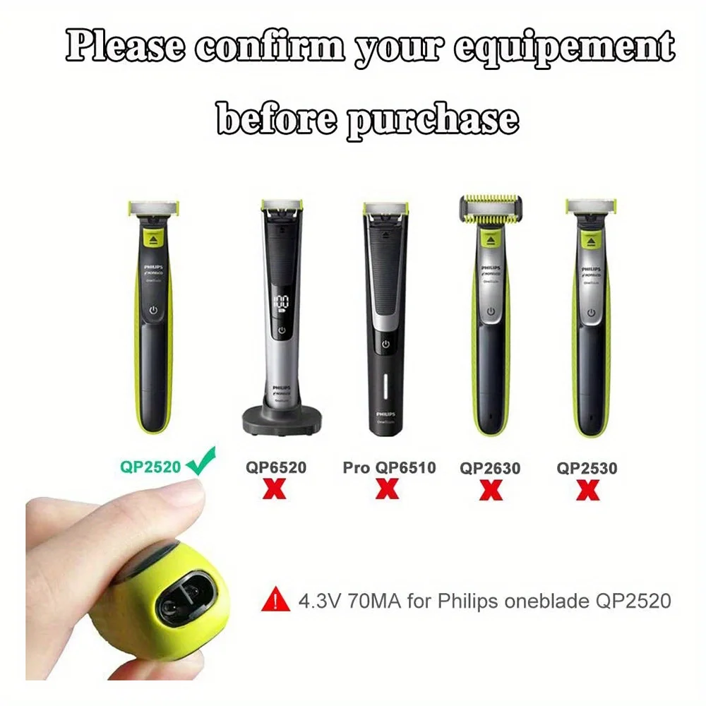 Adaptador de cargador USB de repuesto para afeitadora Philips 3000-9000/OneBlade 4,3 V QP2520/2620 RQ320/328/330/350 - imagen 2