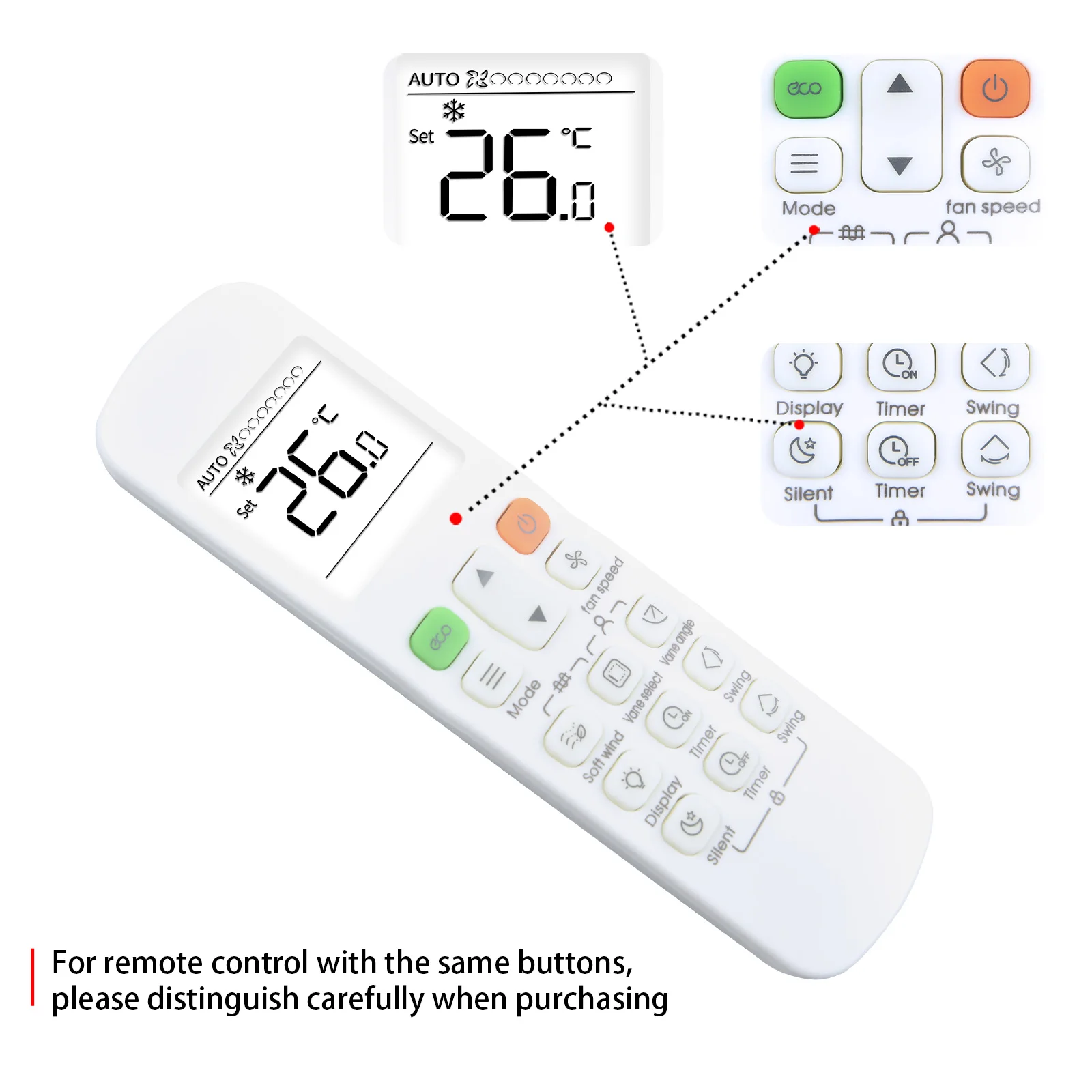 Control remoto RM12F para aire acondicionado ATOM Midea INTENSITY kaysun, nuevo - imagen 5