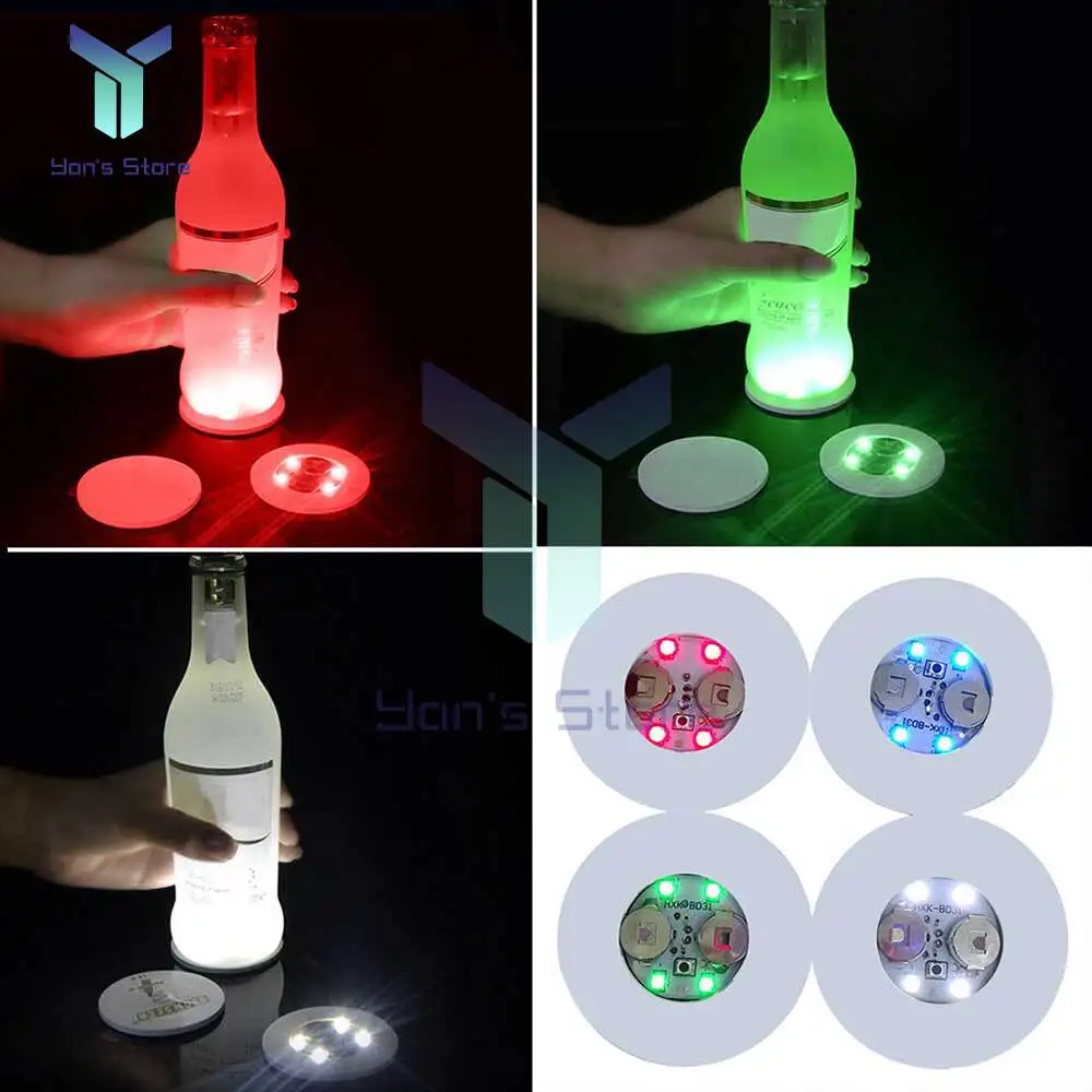 Barra de fiesta, posavasos LED colorido para taza, pegatina de luz LED adhesiva, etiqueta, posavasos para botella para champán, Vodka, vino, bebidas, Flash - imagen 5