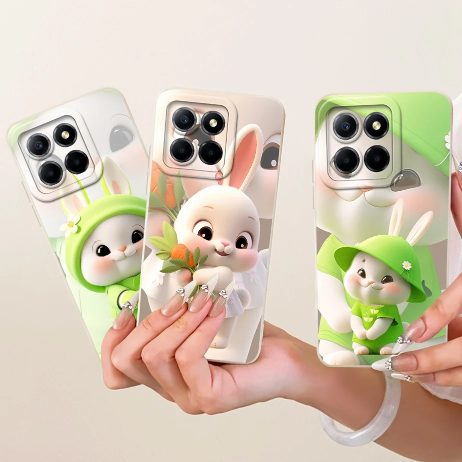 Para Honor X8 5G funda VNE-N41 lindo conejo cubierta de dibujos animados a prueba de golpes funda de teléfono para Honor X6 X8 4G HonorX6 HonorX8 Fundas suaves bolsas - imagen 2