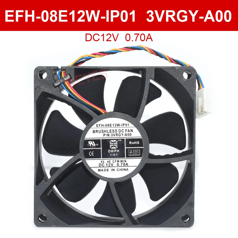 Enfriador cuadrado de 12V, 80MM, EFH-08E12W-IP01 p/n: 3VRGY-A00, 80x80x25MM, refrigeración para DWPH 0,70a, 4 pines, nuevo ventilador