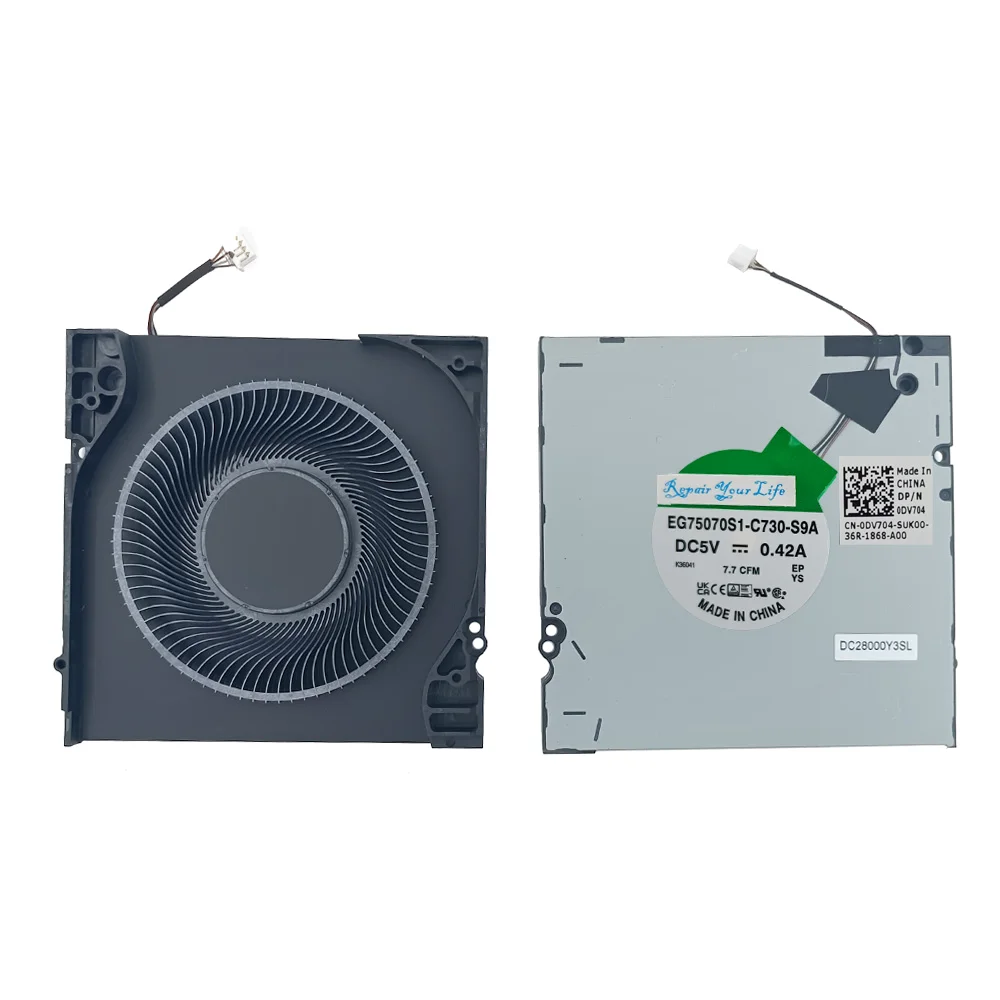 Ventilador de refrigeración para ordenador portátil, enfriador para DELL Precision 7670, M7670, A5500, CN-0DV704, DV704, Notebook, PC, radiador, EG75070S1-C730-S9A, DC5V - imagen 2