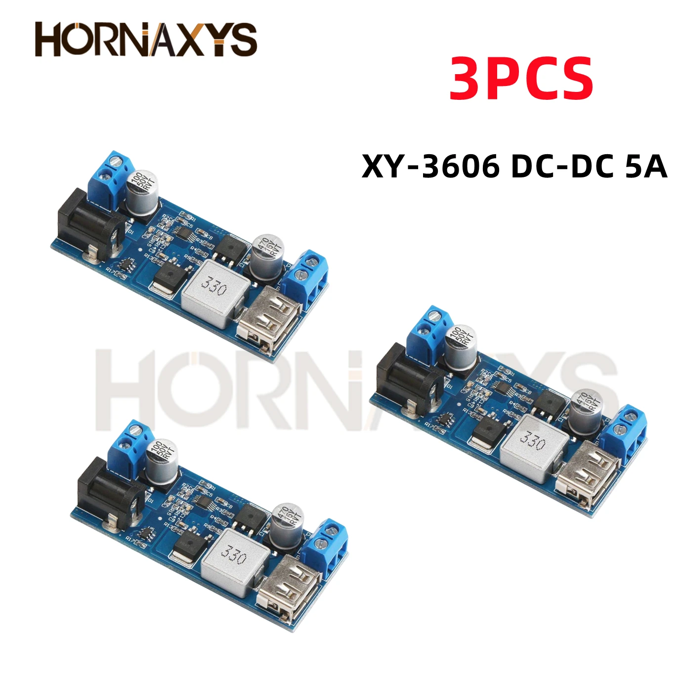 Módulo de fuente de alimentación reductor DC 5A, 24V/12V, amplio voltaje 9-36V a 5V, convertidor de potencia piezas, 5 XY-3606/1 unidad - imagen 3