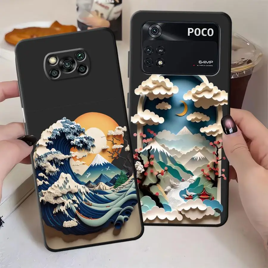 Funda de teléfono suave negra con suspensión de cielo de verano para Xiaomi Poco F1 C71 C50 C40 X3 X4 X5 X7 Pro C75 C61 M5 F3 M3 M4 M7 Pro - imagen 2