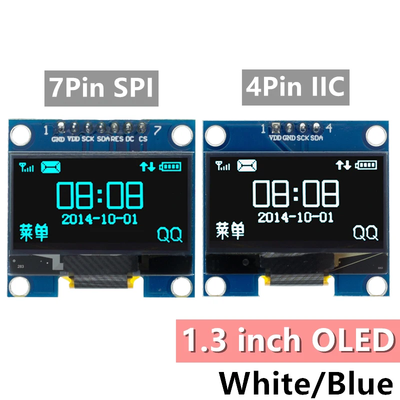 Módulo OLED de 1,3 pulgadas, pantalla LED LCD de 1,3 pulgadas, Color blanco/azul, SPI/IIC, I2C, comunicate, 128x64