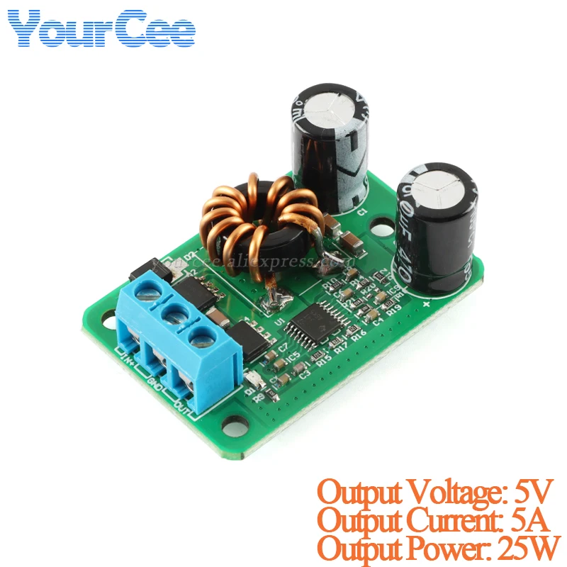 24V 12V 9V a 5V 5A 25W DC-DC Módulo de fuente de alimentación convertidor reductor