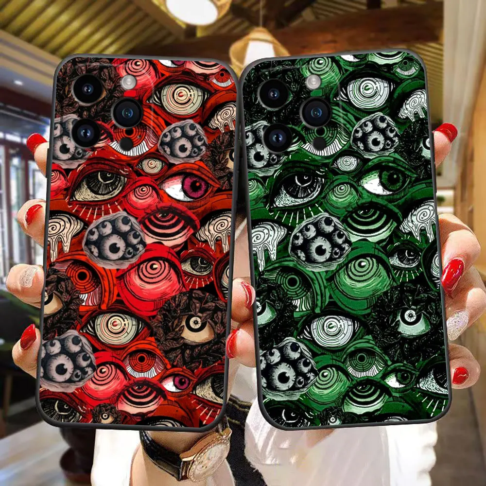 Funda de teléfono con cubierta facial de ojo rojo aterrador de la suerte para iphone Apple 16E 16 15 14 13 12 11 Pro XS Max X SE 8 7 Plus Funda de silicona
