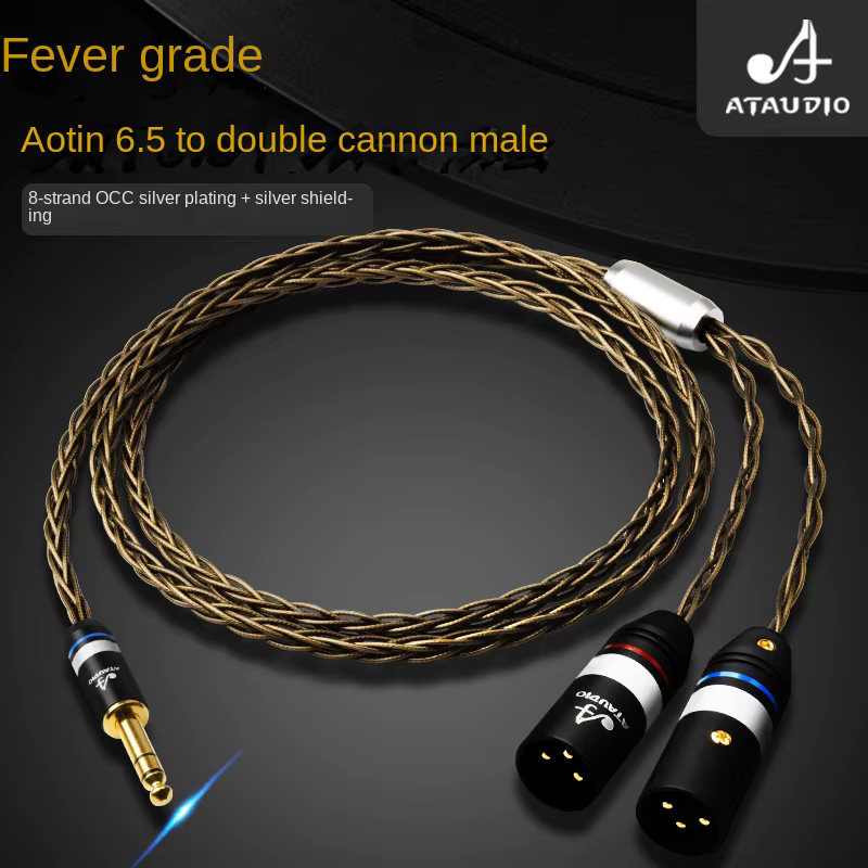 Fever-conversión 6,5 A cañón, cabezal macho Chapado en plata, conversión 6,35 a cañón dual, cable de altavoz mezclador 1/2