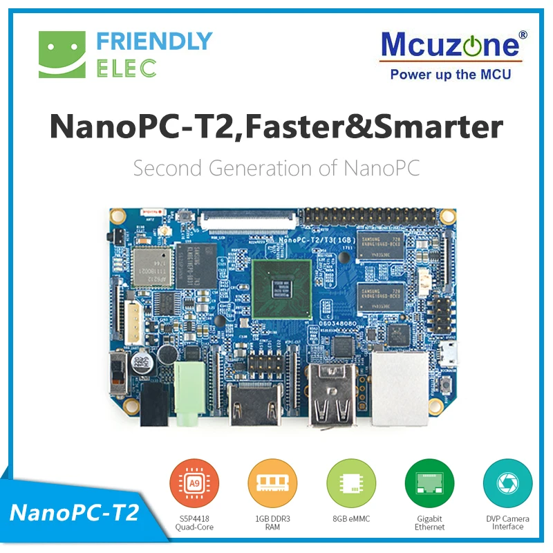 NanoPC-T2,FriendlyELEC WiFi integrado y bluetooth Quad Core Cortex-A9 Placa de desarrollo S5P4418 Tarjeta Computadora 100x60 cm