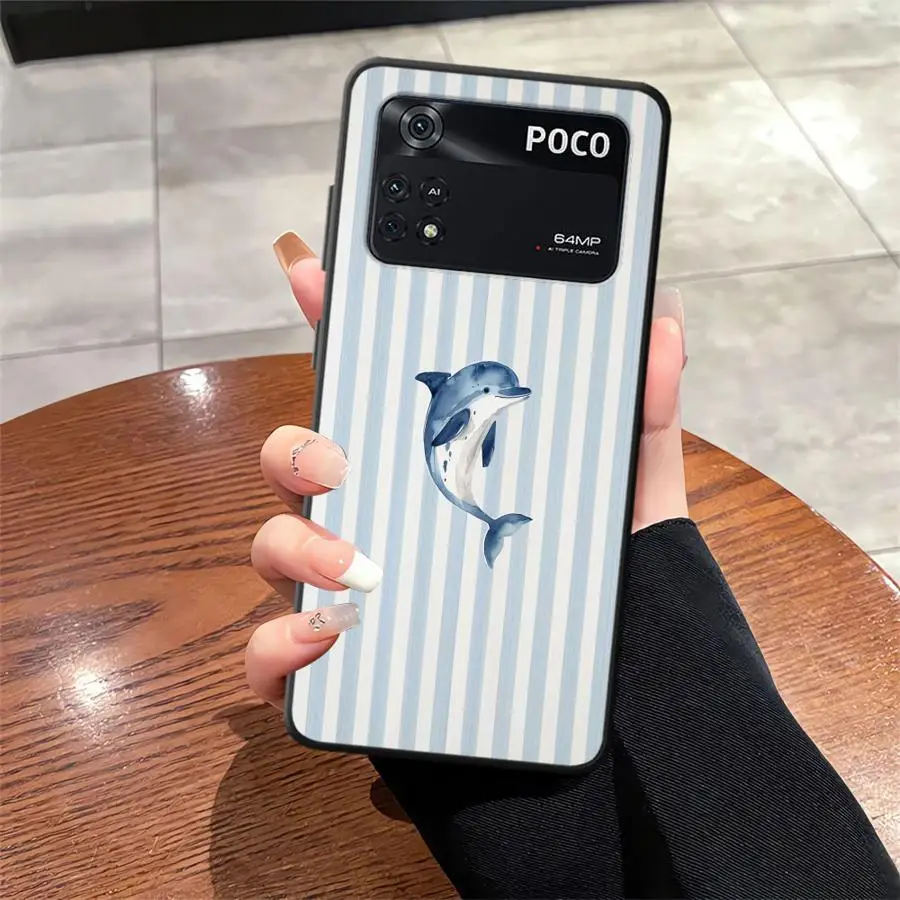Funda de teléfono suave negra con animales marinos para Xiaomi Poco C61 F1 M3 M4 M7 Pro C50 F3 M5 C75 X3 X4 X5 X7 Pro C40 C71 - imagen 2