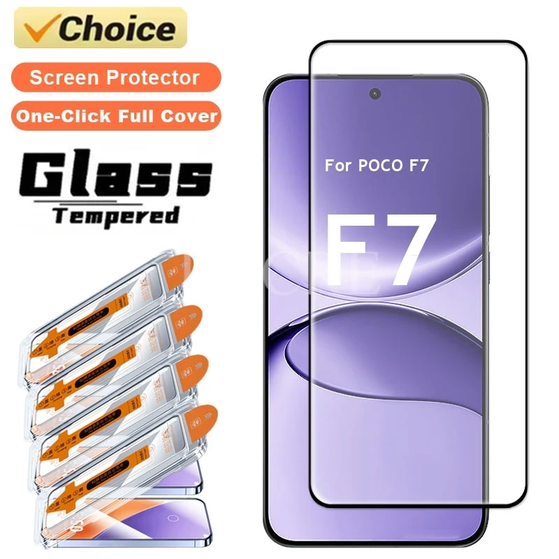 Protector de pantalla de vidrio con un solo clic, sin polvo, para Xiaomi POCO F7, película de revestimiento oleofóbico de vidrio POCO F7, película de vidrio templado POCO F7 - imagen 3