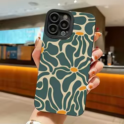 Funda de teléfono con patrón de retazos florales y geométricos para iPhone 16E 16 15 14 13 12 11 Pro Max XR XS Max 7 8 Plus SE2 funda suave