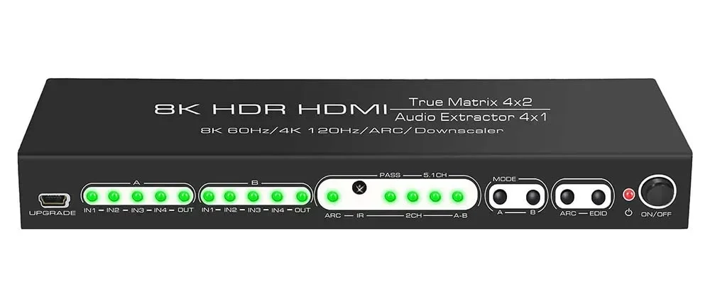 HDMI2.1 8K HDR HDMI Matrix 4x2 interruptor divisor 4k 120hz soporte Dolby Vision Atoms 4x1 Extractor de Audio ARC EDID PASS 2CH 5,1 canales - imagen 3