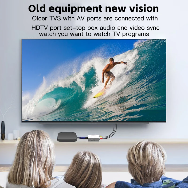 AV TO HD MI Adaptador HDTV 1080P Video Composite Converter AV2HDMI RCA A HDTV CVSB L R Video Scaler Converter Box - imagen 3