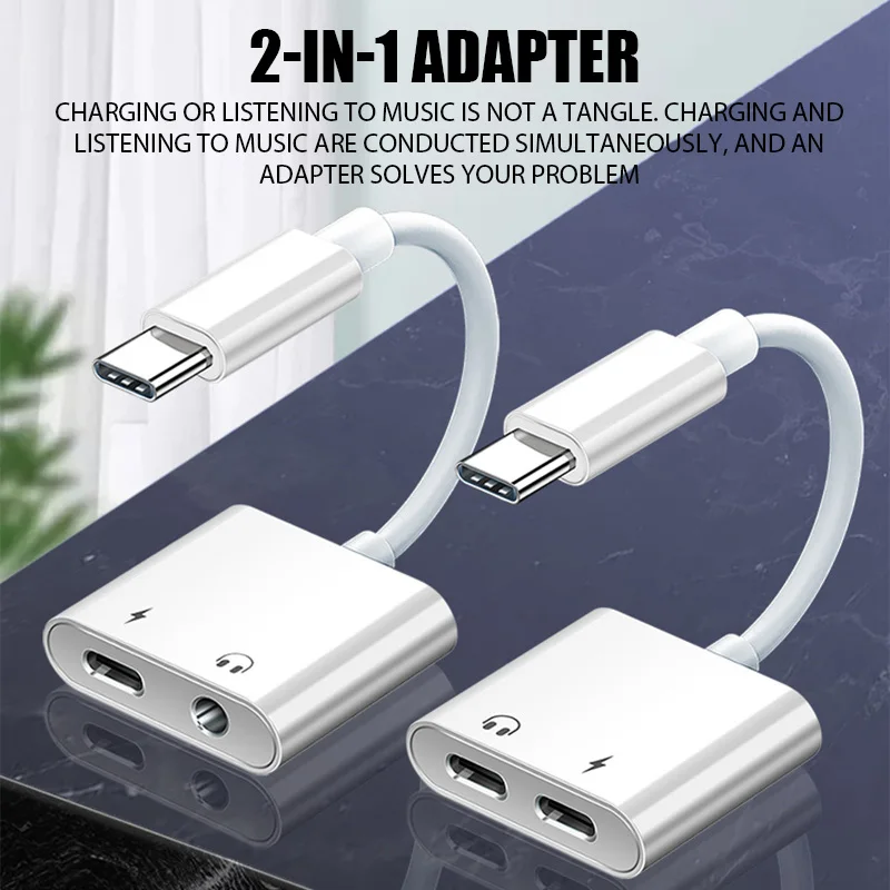 Adaptador de auriculares USB-C para iPhone 15 Pro Max Xiaomi Samsung Aux Audio Splitter tipo C a adaptador de 3,5mm Cable Jack para auriculares