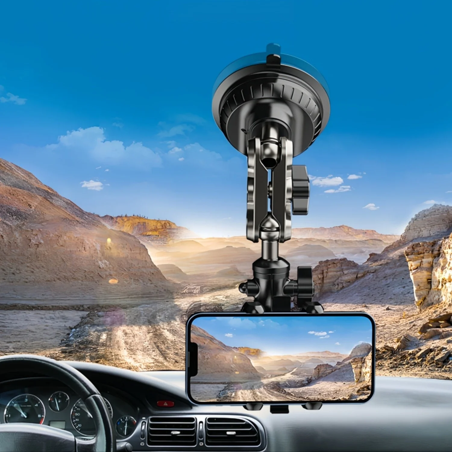 Soporte para teléfono de coche súper estable en el salpicadero, brazo de Metal para parabrisas, soporte para teléfono inteligente de grado profesional 360 °   Soporte perezoso de rotación - imagen 2