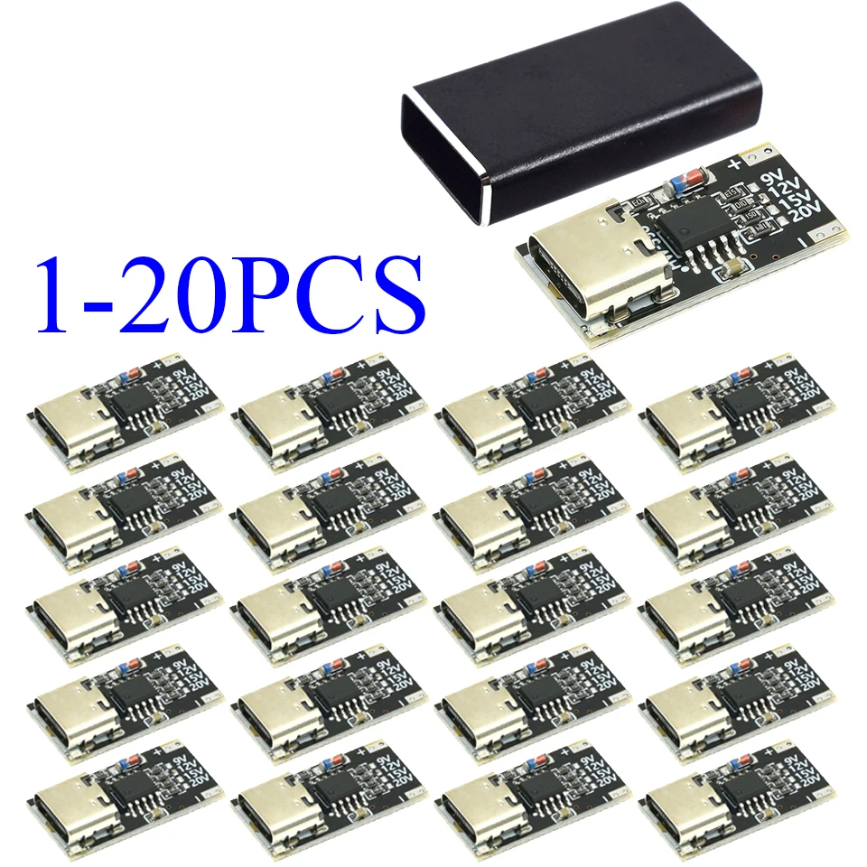 Módulo de placa de disparo PD de USB-C, placa señuelo PD/QC, carga rápida tipo c a cargador de alta velocidad, entrega de energía de 9V, 12V, 15V y 20V, 1-20 piezas