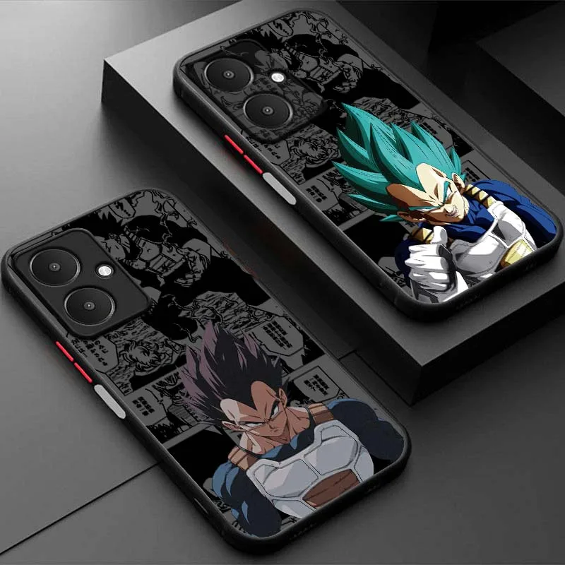 D-Dragon Ball Anime Vegeta funda para Xiaomi Poco X6 X5 X4 M6 M5 F6 F5 C65 Pro GT 5G funda de teléfono translúcida esmerilada