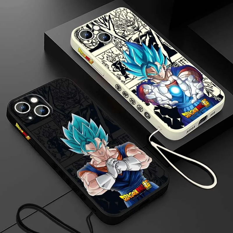 D-Dragon Ball Saiyan funda de Anime para Apple iPhone 17 16 15 14 13 12 11 Air Mini Plus Pro Max funda de teléfono con cuerda izquierda líquida