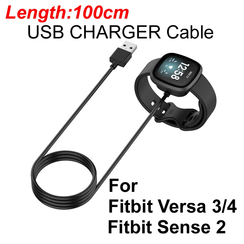 Cable adaptador de base de cargador magnético USB portátil de 1m para Fitbit Versa 3/2 potencia de carga rápida Fitbit Sense/2 accesorios para reloj inteligente