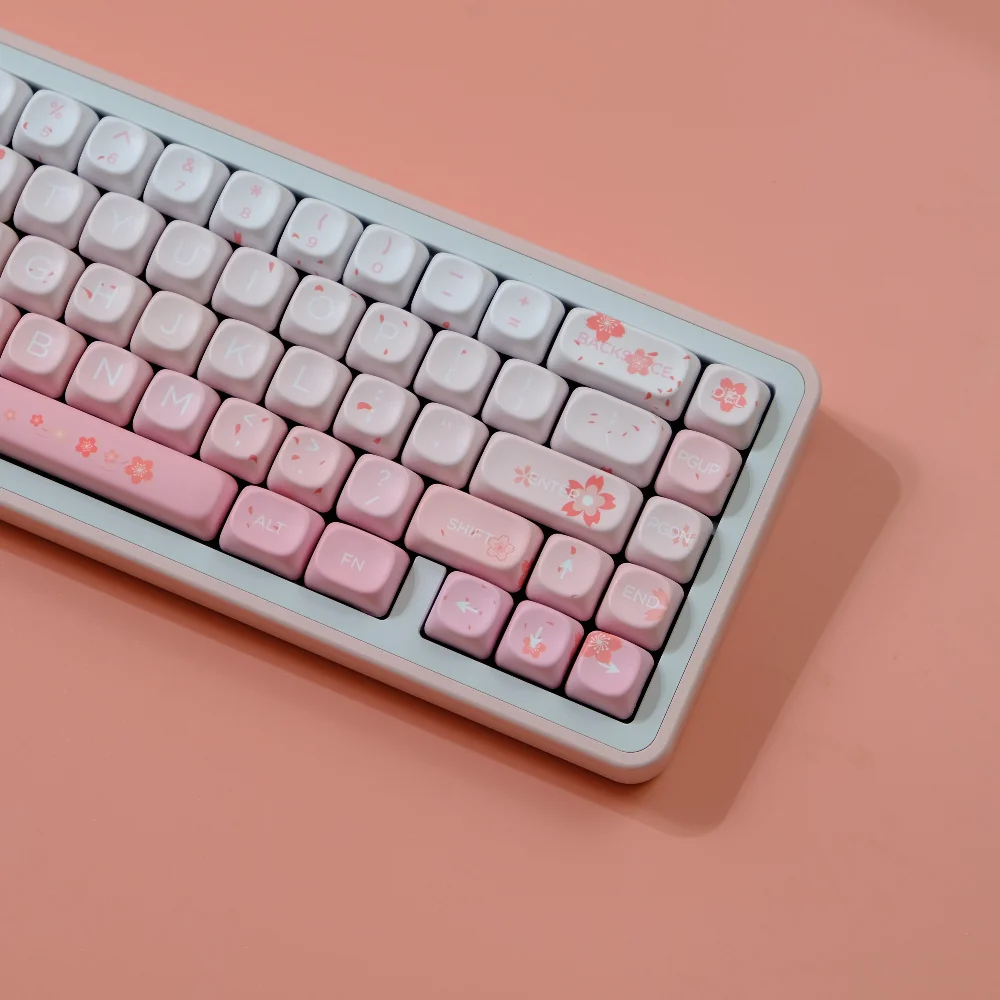 132 teclas caídas Sakura Keycaps XOA MOA perfil rosa redondo PBT Keycap Dye Sub para teclado mecánico MX F75 87 61 66 96 98 108 - imagen 2