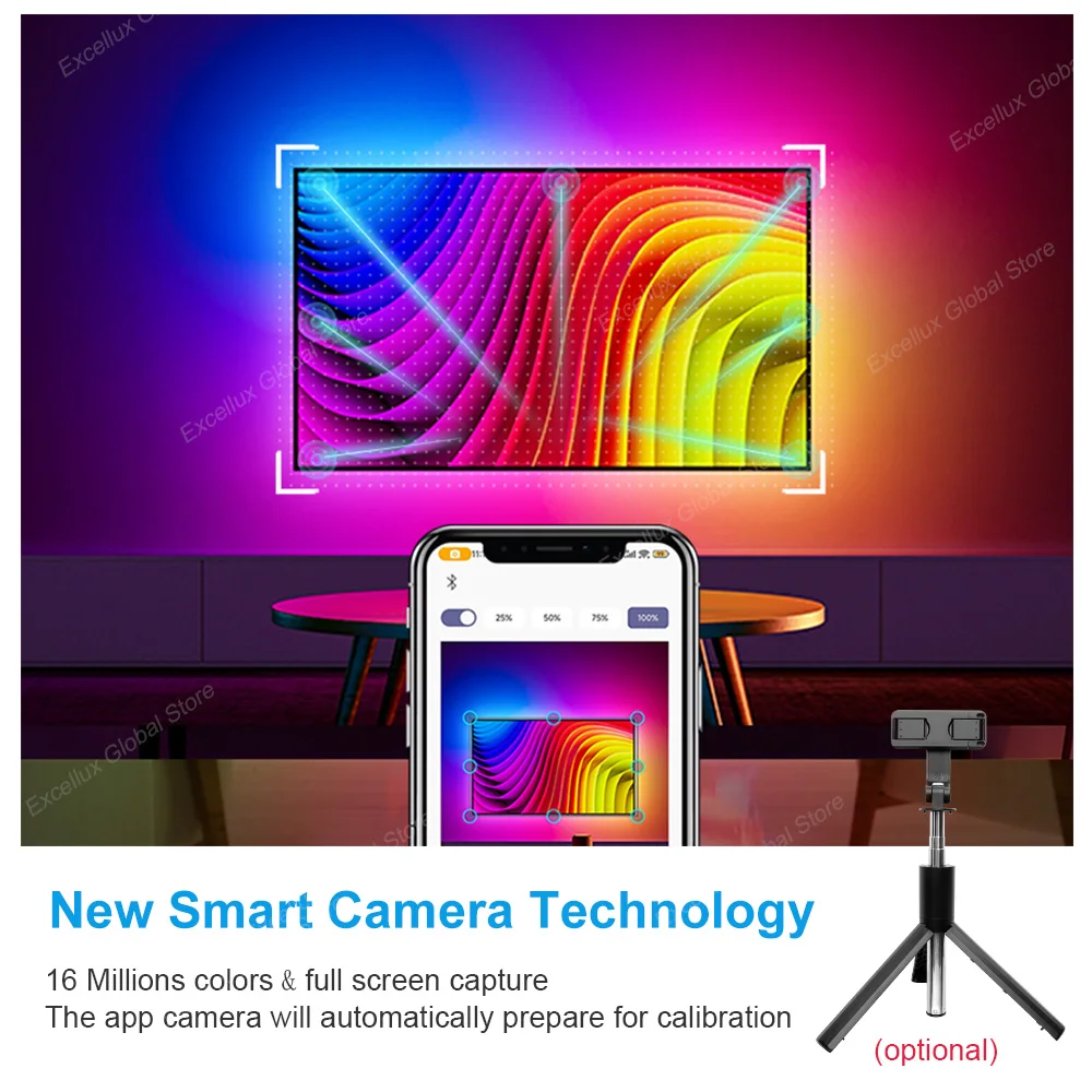 Kit de iluminación ambiental inteligente para TV y PC, tira de luces Led de retroiluminación, sincronización de Cámara por aplicación, USB, cinta RGB de sincronización de música para juegos de TV de 17-75 pulgadas - imagen 2