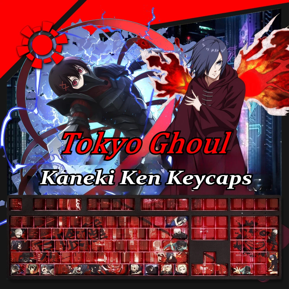 Tokyo Ghoul Kaneki Ken Keycap Cherry Profile 108 teclas PBT lado grabado translúcido Anime Keycaps para teclado mecánico para jugar - imagen 2