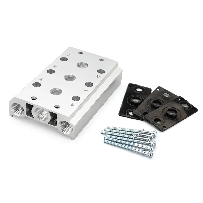 Válvulas solenoides neumáticas 4V210-08 4V220-08 colector de escape de aire 200M colector de Base de placa de válvula con accesorios - imagen 3