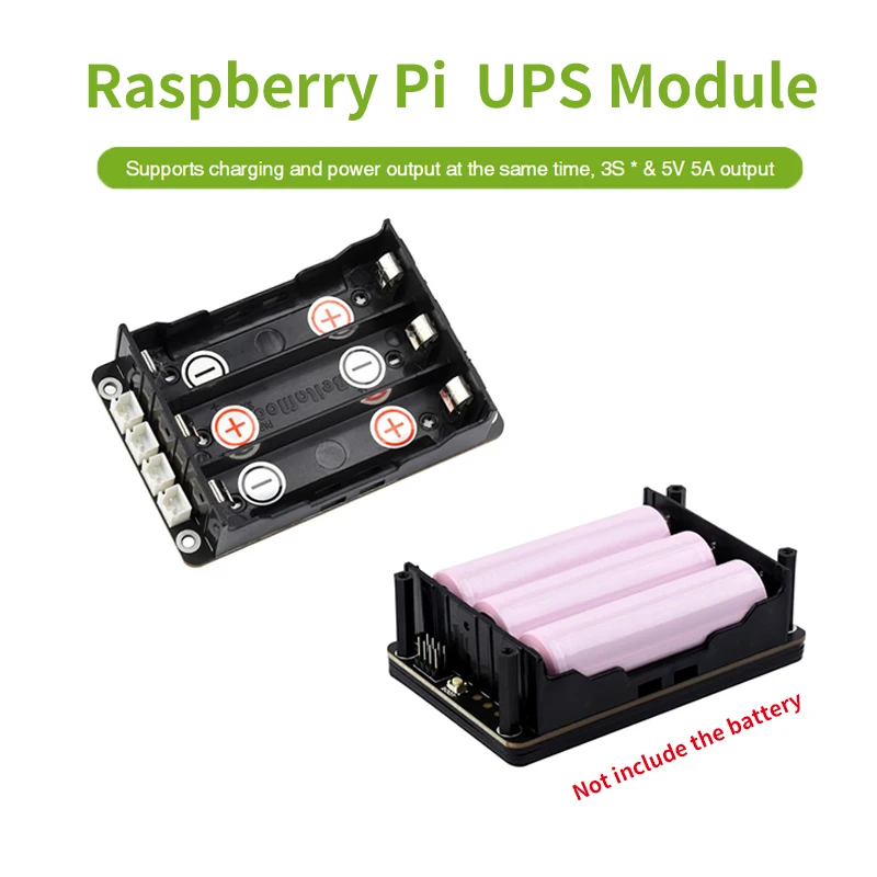 Raspberry Pi 5 UPS HAT compatible con batería de 18650 Li, fuente de alimentación ininterrumpida de 5V a través del bus I2C para Pi 4 modelo B