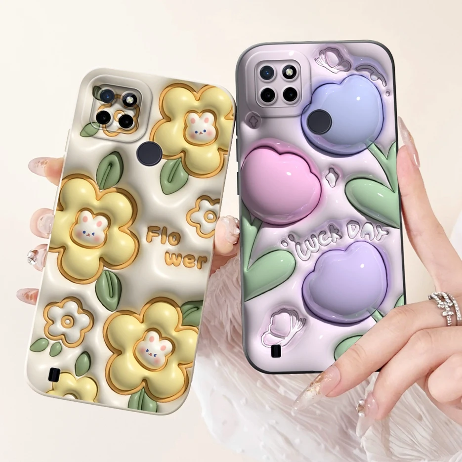 Para Realme C21Y C25Y funda de lujo pintada con caramelo funda de teléfono a prueba de golpes para Realme C21 C 21 Y RealmeC21Y RealmeC25Y bolsas suaves - imagen 2