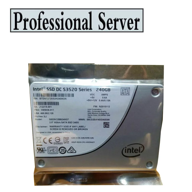 Unidad de estado sólido para S3520, SSD de 240GB, serie SATA S3520, SSDSC2BB240G7