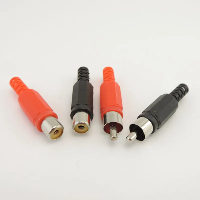 Adaptador de conector Jack RCA macho hembra, enchufe AV de Audio y vídeo de soldadura, enchufes de mango de plástico, herramienta de soldadura Dual de canal DIY q1