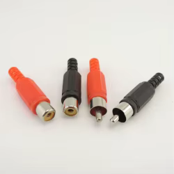 Conector RCA Doble Canal – Adaptador Audio Vídeo para Soldar Macho-Femenino