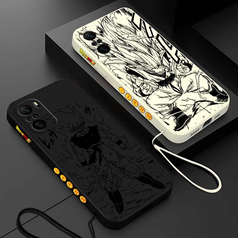 D-Dragon Ball Goku Saiyan para Xiaomi Redmi Note 14 13 12 11 10 9 8 Pro Plus 4G 5G cubierta de la caja del teléfono de cuerda izquierda líquida