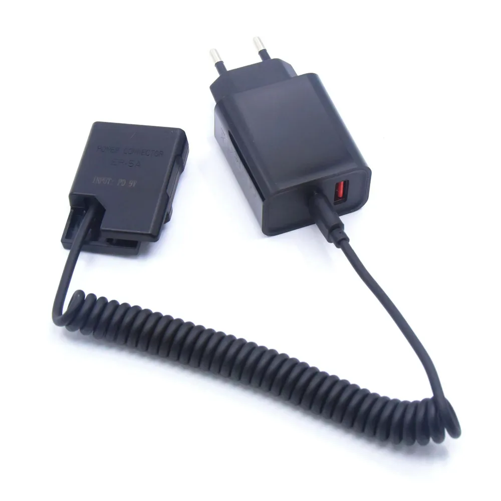 EP-5A EN-EL14 MH-24 batería simulada USB C Cable de banco de energía + cargador PD para Nikon D3200 D3300 D3500 P7000 P7100 D5300 D5500 D5600 - imagen 4