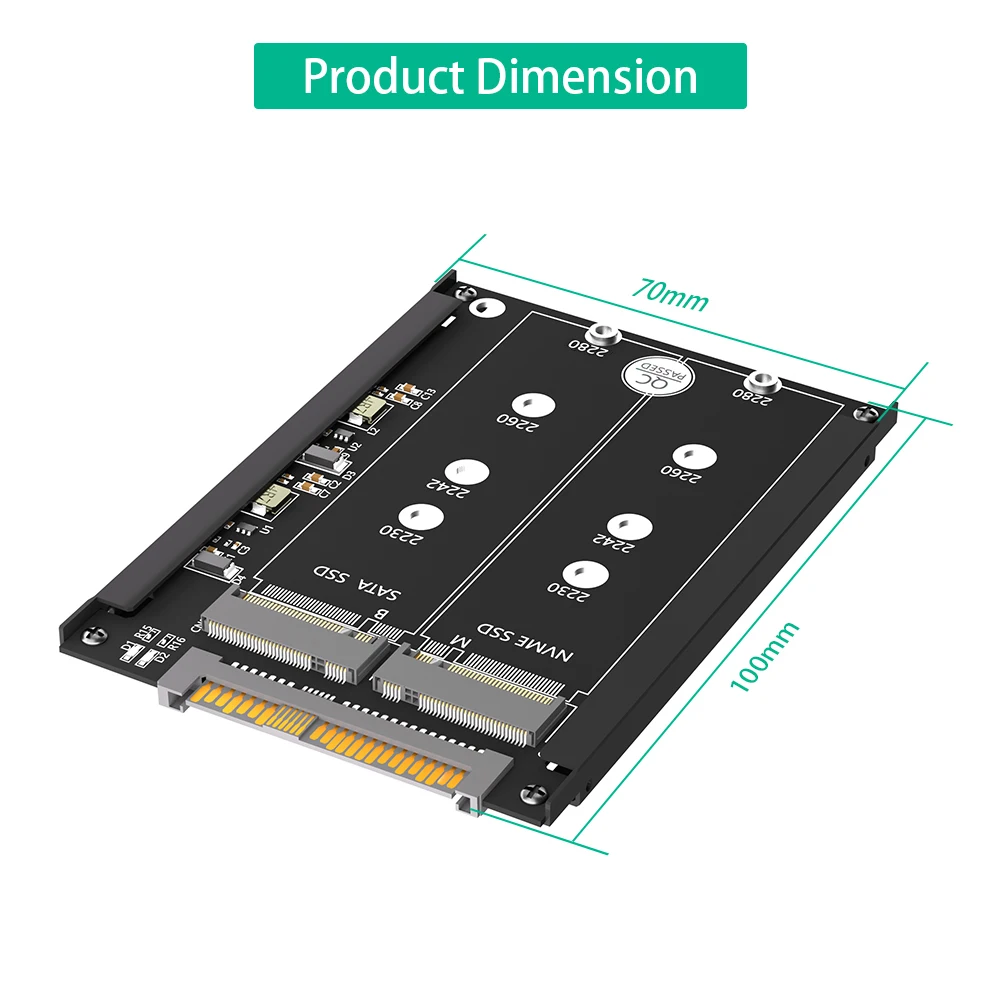 NVME SSD 2 en 1, llave B, B y M, a SFF-8639 U.2 con soporte de marco, mSATA SSD de 7mm y 2,5 ", unidad SATA - imagen 4