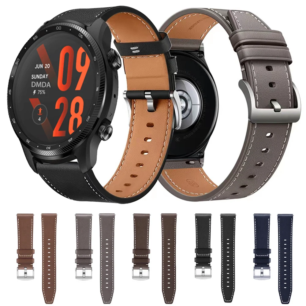 Correa de cuero para TicWatch Pro 3 Ultra GPS LTE E3 E2 S2 Pro X GTW 2021, pulseras para hombres y mujeres, correa de repuesto de 20mm y 22mm - imagen 2