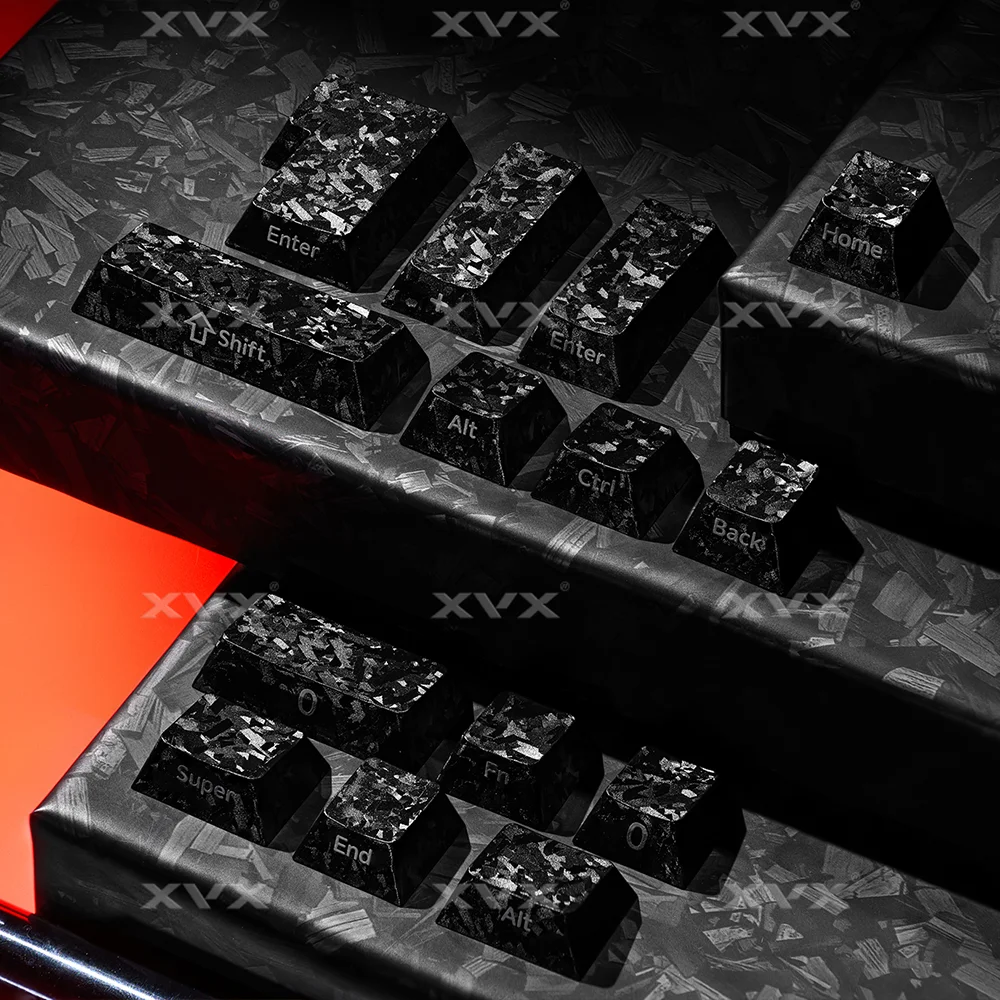 Juego de teclas XVX forjadas con perfil de cereza con apariencia de carbono, 139 teclas no transparentes para interruptores Cherry MX, teclas de teclado - imagen 3